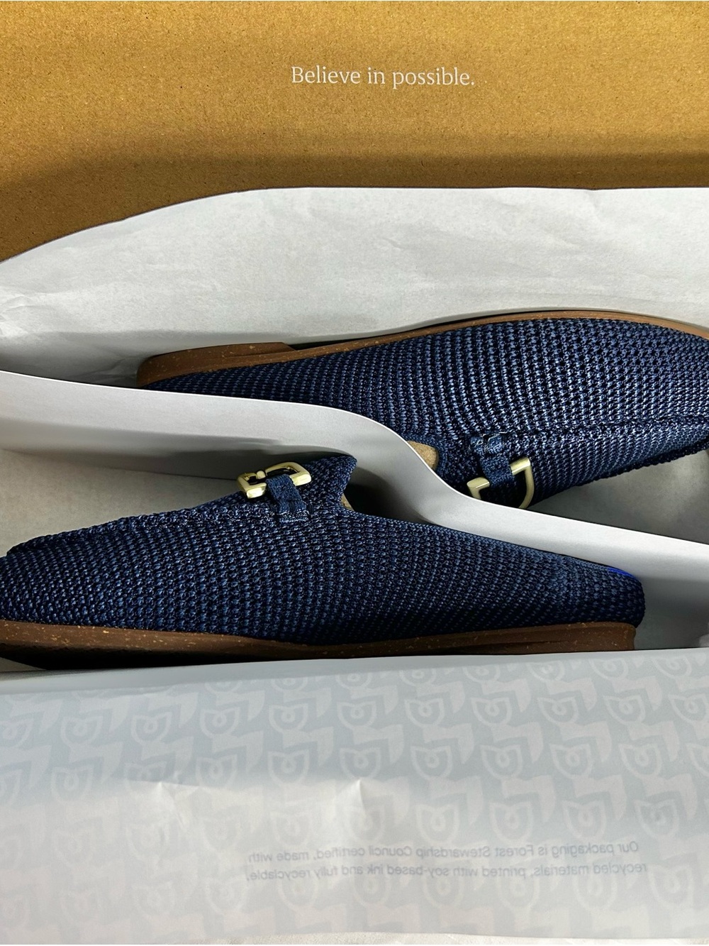 Rothy’s - The Double Bit Loafer Mule in Blue Raffia Knit in 6.5 - Picture 11 of 13